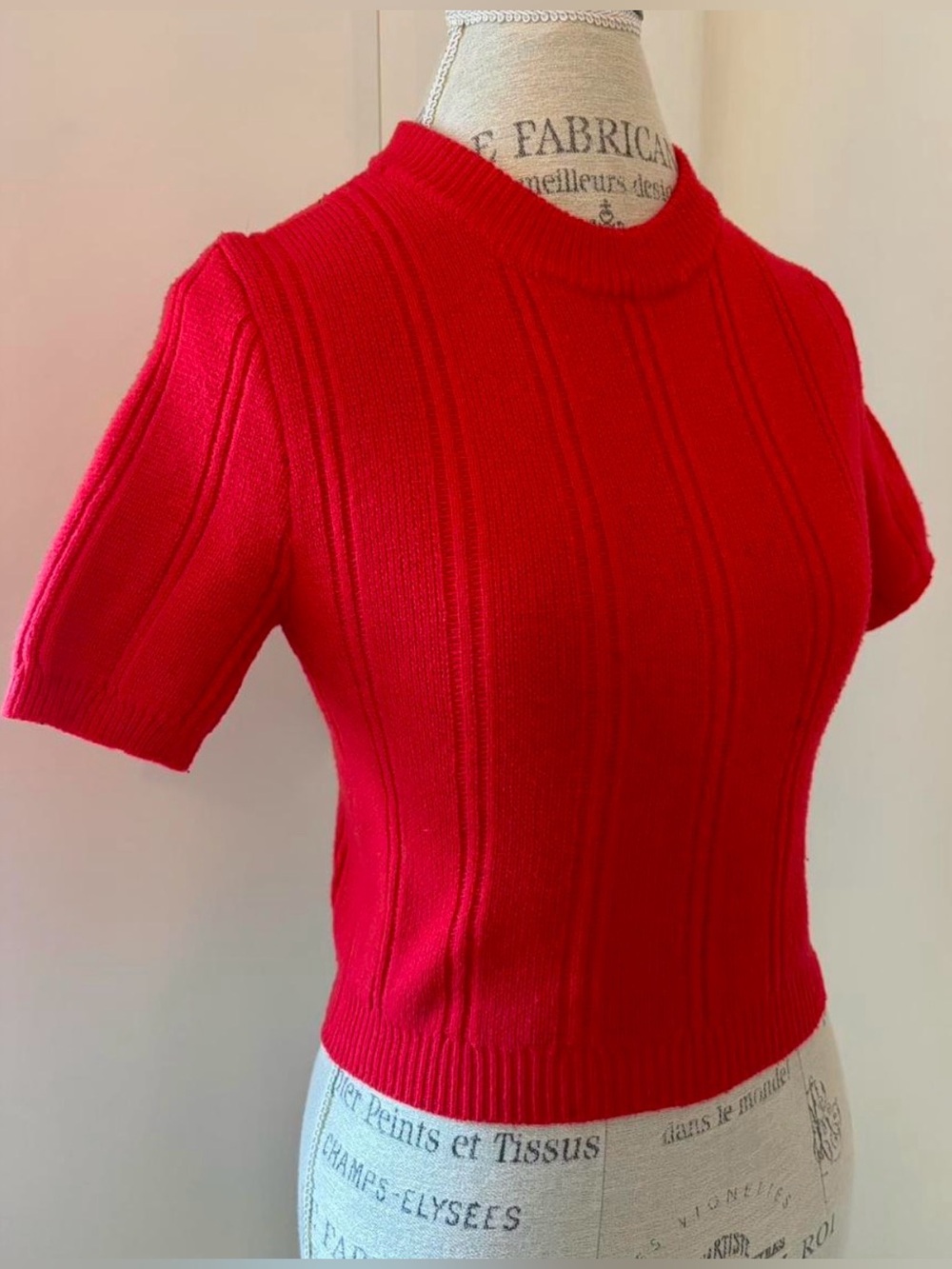 Zara Vibrant Red Ribbed Knit Top - Picture 3 of 7